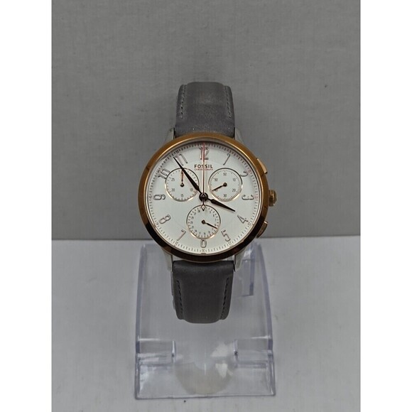 Fossil CH3071 Abilene Women Chronograph Watch Rose Gold Gray Leather New Battery main image 12